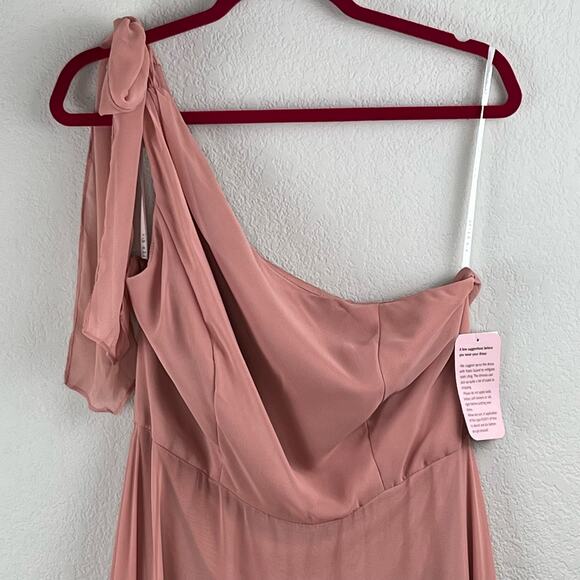 After Six Desert Rose Draped One Shoulder Maxi Dress Gown Scarf Bow 12/Med NWT - Picture 7 of 14
